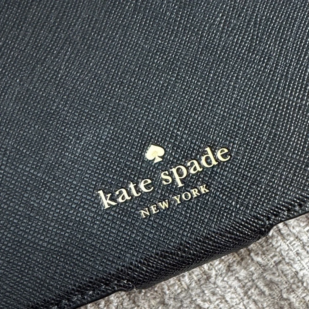 Kate Spade Zip Around Saffiano Leather Black iPhone X Wristlet Folio Case